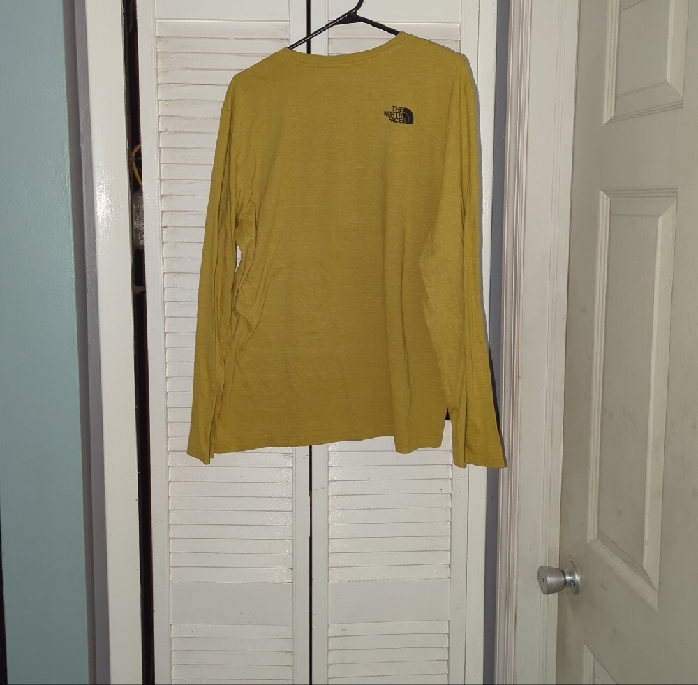The North Face Men's Long Sleeve Tee in Mustard Yellow with Bear Graphic - Picture 2 of 5